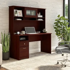 Clearance Cabot 60"W Computer Desk with Hutch, (CAB042HVC) Computer Desks