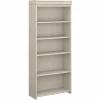 Best Fairview Collection 69"H 5-Shelf Bookcase with Adjustable Shelves, Antique White Laminated Wood (WC53265-03) Bookcases