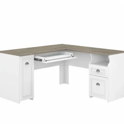 Outlet Fairview 60"W L Shaped Desk with Drawers and Storage Cabinet, (WC53630-03K) L-Desks
