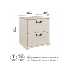 Hot Homestead 2-Drawer Lateral File Cabinet, Letter/Legal Size, Lockable, Linen White Oak (HOF129LW-03) File Cabinets