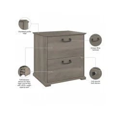 Outlet Homestead 2-Drawer Lateral File Cabinet, Letter/Legal Size, Lockable, Driftwood Gray (HOF129DG-03) File Cabinets