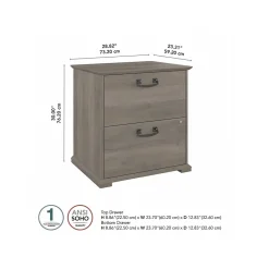Outlet Homestead 2-Drawer Lateral File Cabinet, Letter/Legal Size, Lockable, Driftwood Gray (HOF129DG-03) File Cabinets