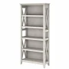 Best Key West 66"H 5-Shelf Bookcase with Adjustable Shelves, Linen White Oak Laminated Wood (KWB132LW-03) Bookcases