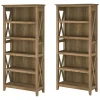 Outlet Key West 66"H 5-Shelf Bookcase with Adjustable Shelves, Reclaimed Pine Laminated Wood, 2/Set (KWS046RCP) Bookcases