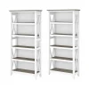 Sale Key West 66"H 5-Shelf Bookcase with Adjustable Shelves, Shiplap Gray/Pure White Laminated Wood, 2/Set (KWS046G2W) Bookcases
