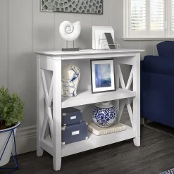 Outlet Key West 30"H 2-Shelf Bookcase with Adjustable Shelf, Pure White Oak (KWB124WT-03) Bookcases