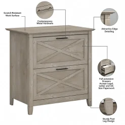 Key West Lateral File, Washed Gray (KWF130WG-03) File Cabinets