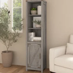 Clearance Knoxville 72"H 5-Shelf Bookcase with Door, Restored Gray (CGB118RTG-03) Bookcases