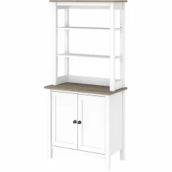 Best Mayfield 5-Shelf 66"H Standard Bookcase with Doors, Pure White/Shiplap Gray (MAY019GW2) Bookcases