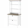 Outlet Mayfield 2-Shelf 66"H Standard Bookcase with Drawers, Pure White/Shiplap Gray (MAY018GW2) Bookcases