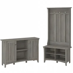 Outlet Salinas 68.11" Storage Set with Hall Tree, Shoe Bench and Accent Cabinet, 5 Shelves, (SAL008DG) Storage Cabinets