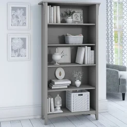 Clearance Salinas 63"H 5-Shelf Bookcase with Adjustable Shelves, Laminated Wood (SAB132CG-03) Bookcases