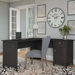 Discount Salinas 60"W L Shaped Desk with Storage, (SAD160VB-03) L-Desks