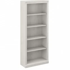 Clearance Saratoga 72"H 5-Shelf Bookcase with Adjustable Shelves, Linen White Oak Laminate (W1645C-03) Bookcases