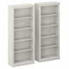 Clearance Saratoga 72"H 5-Shelf Bookcase with Adjustable Shelves, Linen White Oak Laminate, 2/Set (SAR008LW) Bookcases