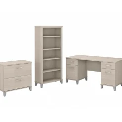 Clearance Somerset 60" Computer Desk with Lateral File Cabinet and 5-Shelf Bookcase, (SET013SO) Office Desks