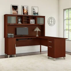 Discount Somerset 72"W L Shaped Desk with Hutch, (SET001HC) Office Desks