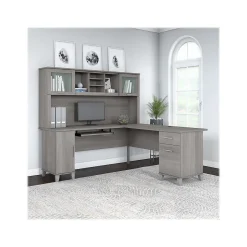 Online Somerset 72"W L Shaped Desk with Hutch, (SET001PG) L-Desks