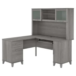 Online Somerset 60"W L Shaped Desk with Hutch, (SET002PG) L-Desks