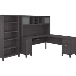 Best Somerset 72"W L Shaped Desk with Hutch and 5 Shelf Bookcase, (SET011SG) Office Desks