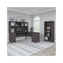 Best Somerset 72"W L Shaped Desk with Hutch and 5 Shelf Bookcase, (SET011SG) Office Desks