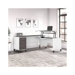 Clearance Somerset 72"W 3 Position Sit to Stand L Shaped Desk, (SET014SGWH) L-Desks