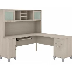 Somerset 72"W L Shaped Desk with Hutch, (SET001SO) Computer Desks