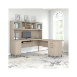 Somerset 72"W L Shaped Desk with Hutch, (SET001SO) Computer Desks