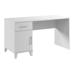 Online Somerset 54"W Office Desk with Drawer and Storage Cabinet, White (WC81954) Corner Desks