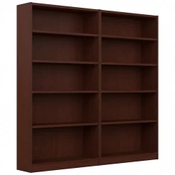 Outlet Universal 72"H 5-Shelf Bookcase with Adjustable Shelves, Vogue Cherry, 2/Set (UB003VC) Bookcases
