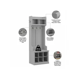 Woodland Entryway Storage Set with Hall Trees and Shoe Bench with Doors, Cape Cod Gray (WDL011CG) Storage Cabinets