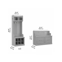 Woodland Entryway Storage Set with Hall Trees and Shoe Bench with Doors, Cape Cod Gray (WDL011CG) Storage Cabinets