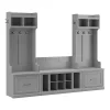 Outlet Woodland Entryway Storage Set with Hall Trees and Shoe Bench with Drawers, Cape Cod Gray (WDL012CG) Storage Cabinets