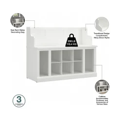 Woodland Full Entryway Storage Set with Coat Rack and Shoe Bench with Drawers, White Ash (WDL014WAS) Storage Cabinets