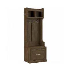 Woodland 24W Hall Tree and Small Shoe Bench with Drawer, Ash Brown (WDL007ABR) Storage Cabinets