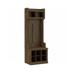 Hot Woodland 24W Hall Tree and Small Shoe Bench with Shelves, Ash Brown (WDL008ABR) Storage Cabinets