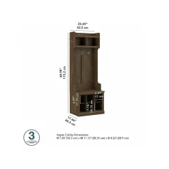 Hot Woodland 24W Hall Tree and Small Shoe Bench with Shelves, Ash Brown (WDL008ABR) Storage Cabinets