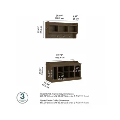 Discount Woodland 40W Shoe Storage Bench with Shelves and Wall Mounted Coat Rack, Ash Brown (WDL004ABR) Storage Cabinets