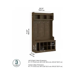 Outlet Woodland 40W Hall Tree and Shoe Storage Bench with Shelves, Ash Brown (WDL002ABR) Storage Cabinets