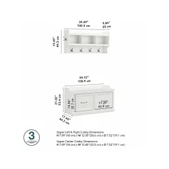 Outlet Woodland 40W Shoe Storage Bench with Doors and Wall Mounted Coat Rack, White Ash (WDL003WAS) Storage Cabinets