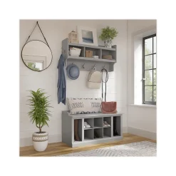 Clearance Woodland 40W Shoe Storage Bench with Shelves and Wall Mounted Coat Rack, Cape Cod Gray (WDL004CG) Storage Cabinets