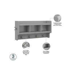 Clearance Woodland 40W Shoe Storage Bench with Shelves and Wall Mounted Coat Rack, Cape Cod Gray (WDL004CG) Storage Cabinets