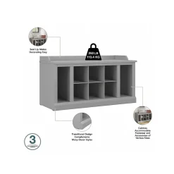 Clearance Woodland 40W Shoe Storage Bench with Shelves and Wall Mounted Coat Rack, Cape Cod Gray (WDL004CG) Storage Cabinets