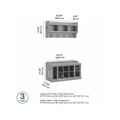 Clearance Woodland 40W Shoe Storage Bench with Shelves and Wall Mounted Coat Rack, Cape Cod Gray (WDL004CG) Storage Cabinets