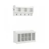 Best Woodland 40W Shoe Storage Bench with Shelves and Wall Mounted Coat Rack, White Ash (WDL004WAS) Storage Cabinets