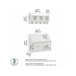 Clearance Woodland 40W Entryway Bench with Doors and Wall Mounted Coat Rack, White Ash (WDL009WAS) Storage Cabinets