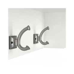 Clearance Woodland 40W Entryway Bench with Doors and Wall Mounted Coat Rack, White Ash (WDL009WAS) Storage Cabinets