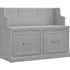 Discount Woodland 40W Entryway Bench with Doors, Cape Cod Gray (WDL005CG) Storage Cabinets