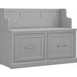 Discount Woodland 40W Entryway Bench with Doors, Cape Cod Gray (WDL005CG) Storage Cabinets
