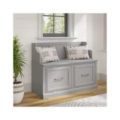 Discount Woodland 40W Entryway Bench with Doors, Cape Cod Gray (WDL005CG) Storage Cabinets
